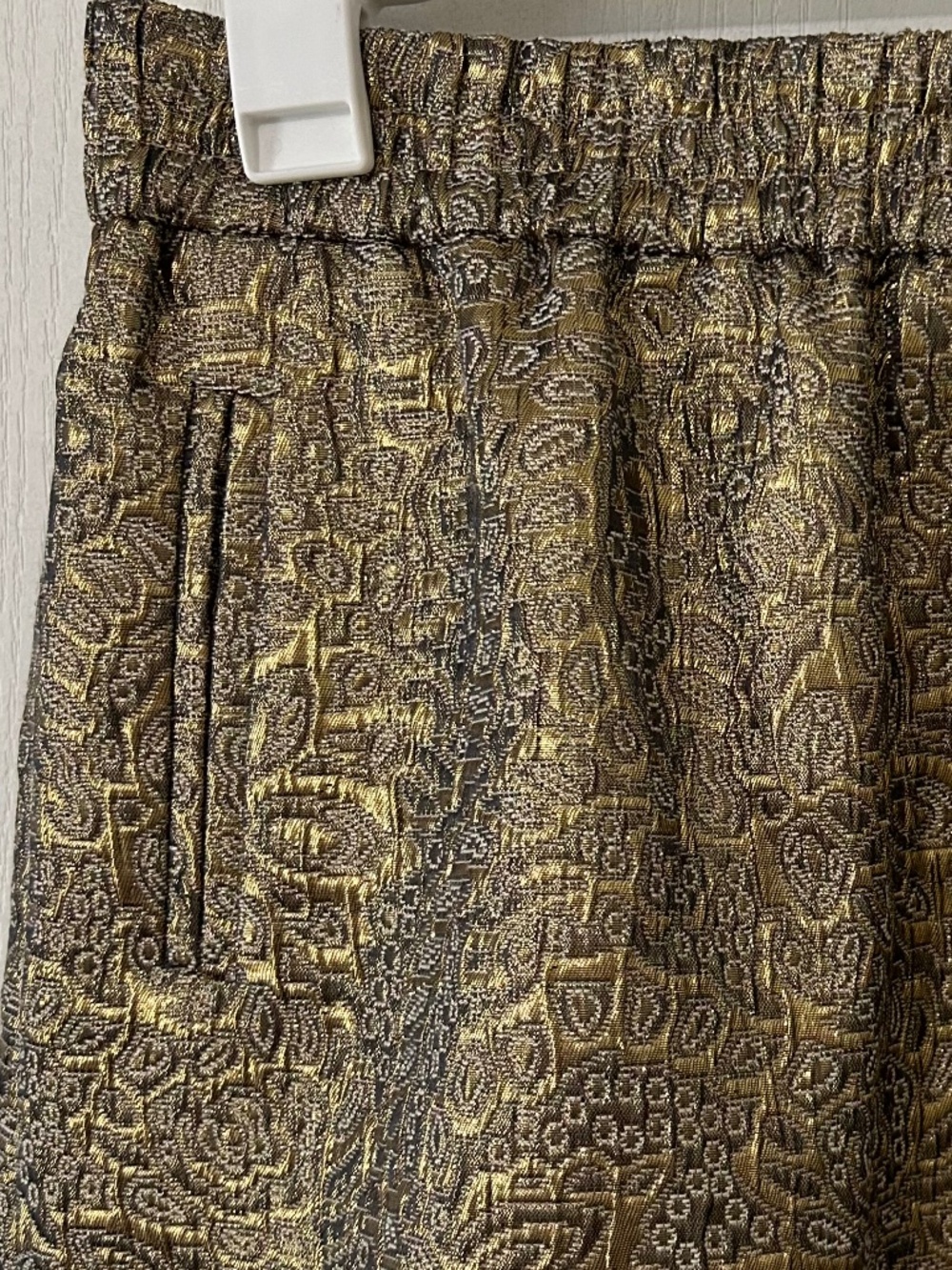 Skirt LOFT Gold Brocade Metallic Mini Glam Rocker - Picture 2 of 9